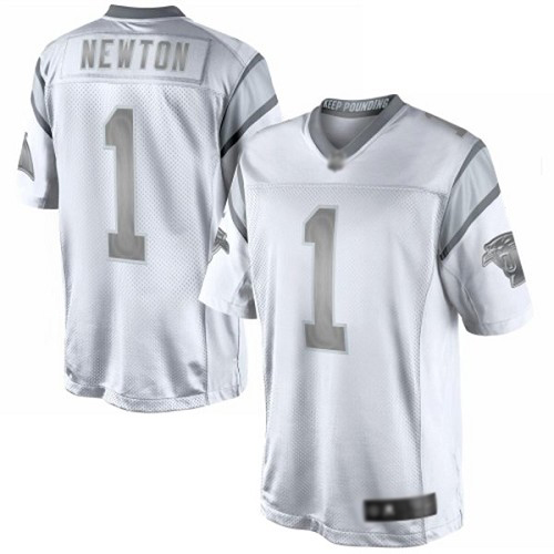 Carolina Panthers Limited White Men Cam Newton Jersey NFL Football #1 Platinum